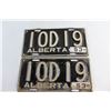 Image 2 : (3)  1953 Alberta License Plates - Including (1) Pair