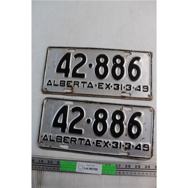 Pair of 1949  Alberta License Plates