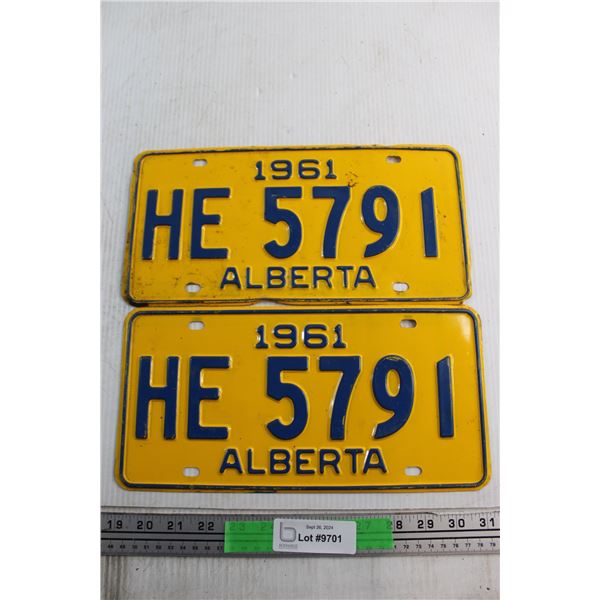 Pair of 1961 Alberta License Plates