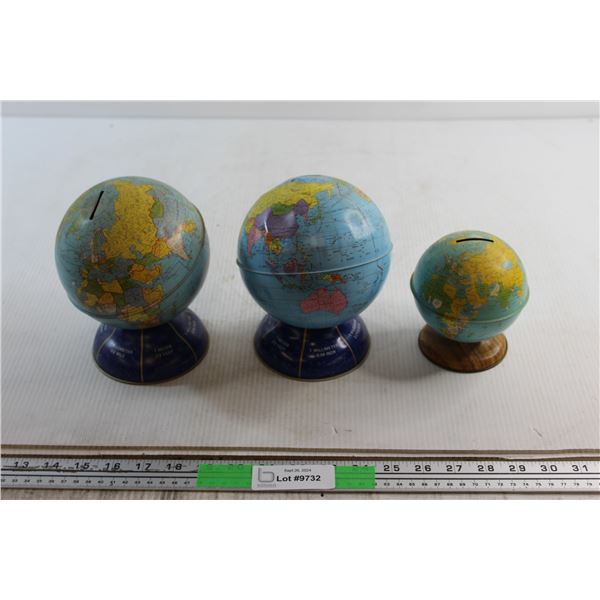 (3) Globe Piggy Banks