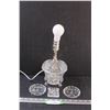 Image 1 : Crystal Lamp (Works) & (2) Coasters & Ashtray Set