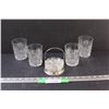 Image 1 : (4) Vintage Crystal Glasses w/ Coaster Set & Metal Carrying Tray