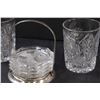 Image 2 : (4) Vintage Crystal Glasses w/ Coaster Set & Metal Carrying Tray