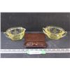 Image 1 : Yellow Princess Pattern Depression Glass Sugar & Creamer Set (No Lid) & Antique Reading Glasses in C