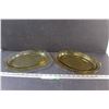 Image 1 : (2) Yellow Depression Glass Madrid Pattern Serving Trays - (One Chipped, as Pictured) - 11.5" x 8"