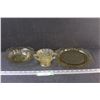 Image 1 : (3) Yellow Depression Glass: Madrid Pattern (2) Serving Dishes & (1) Sugar Bowl
