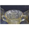 Image 3 : (3) Yellow Depression Glass: Madrid Pattern (2) Serving Dishes & (1) Sugar Bowl