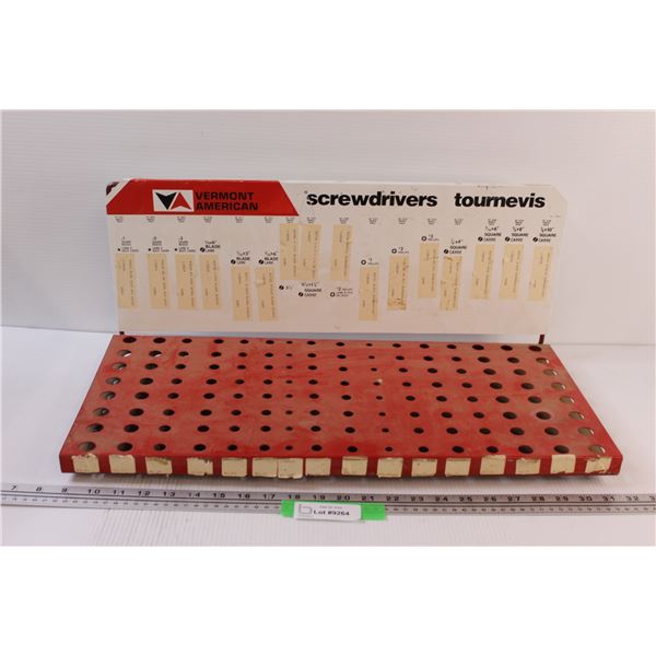 Vintage Vermont American Screwdriver Display - 23" x 9" x 11"