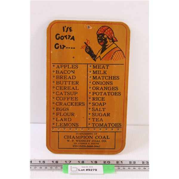 Black Americana Grocery List Board - Saskatoon, Saskatchewan - 10' x 7"