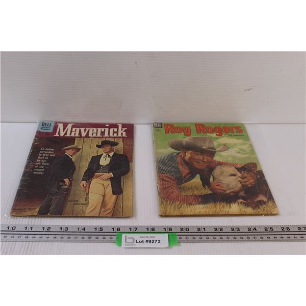 (2) Vintage Dell Maverick & Roy Rogers Western Adventure Stories