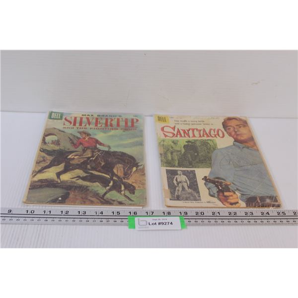 (2) Vintage Dell Silvertrap & Santiago Western Adventure Comic Books