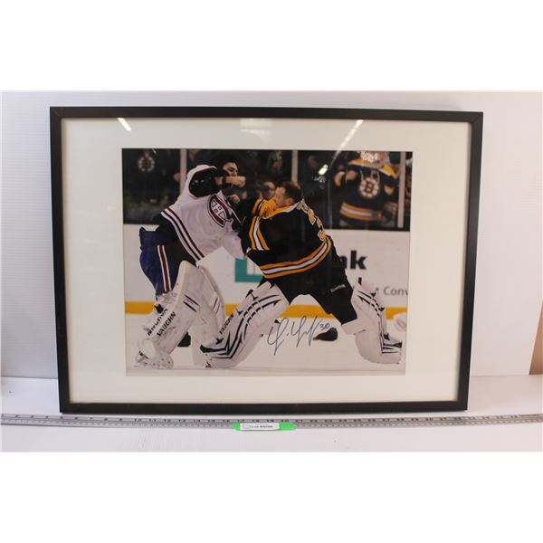 *Tim Thomas Autographed Boston Bruins Goalie Hockey Fight Picture in Frame w/Certificate of Authenti