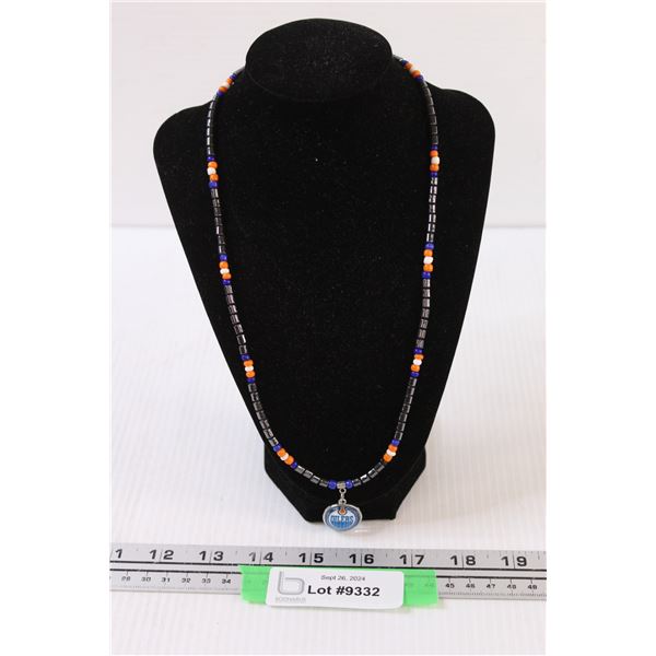 Edmonton Oilers Hematite Stone Necklace (new)
