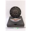 Image 1 : Harley Davidson "Willie G" Wall Clock - Battery Powered - 12" Diameter - In Box