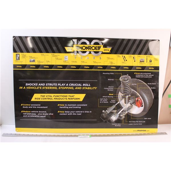 100th Anniversary (1916-2016) History of Monroe Advertising Metal Sign - 35" x 23"