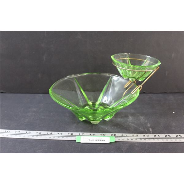 MCM Green Glass Chip & Dip Set - No Glow