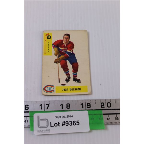 Jean Beliveau 1958-59 Parkhurst Hockey Card - as is