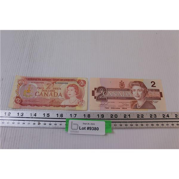 (2) Canadian Two Dollar Bills - 1986 & 1974