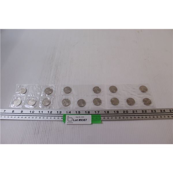 (3) Canadian 25 Cents Coins (5) Laura Secord - 2013, (5) Tecumseh - 2012 (5) Brock - 2012