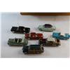 Image 7 : The Classic Wooden Cars of the Fifties Shelf and (7) Assorted Cast Iron Car Models