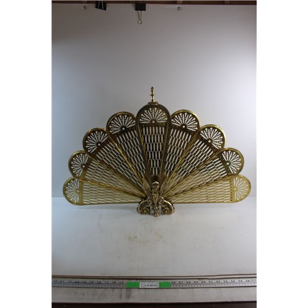 Vintage Brass Folding Fireplace Screen