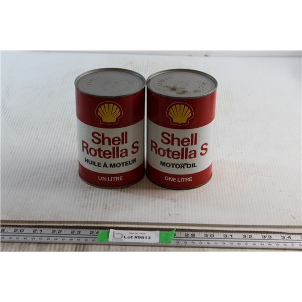 (2) Shell Rotella S Motor Oil Cans - Sealed