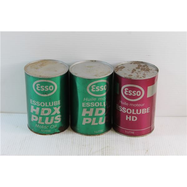 (2) Esso Essolube HDX Plus Motor Oil Cans and Esso Essolube HD Motor Oil - Sealed