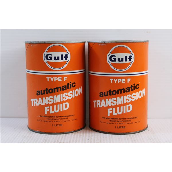 (2) Gulf Type F Automatic Transmission Fluid Cans - Sealed