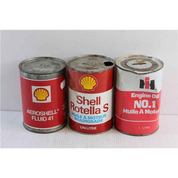 Shell Aeroshell Fluid 41 Can and (2) Shell Rotella S Motor Oil and Engine Oil No.1 Tins