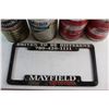 Image 3 : (6) Engine Oil Tins and Mayfield Toyota Licence Plate Frame