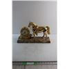 Image 7 : Decorative Brass United Clock with Horse - Untested