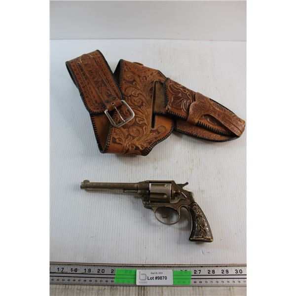 Dodge Melton Revolver Toy with Leather Holster - As Is