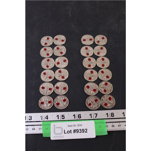 (24) Canadian 25 Cent Coins - 2010 (Poppy Edition)