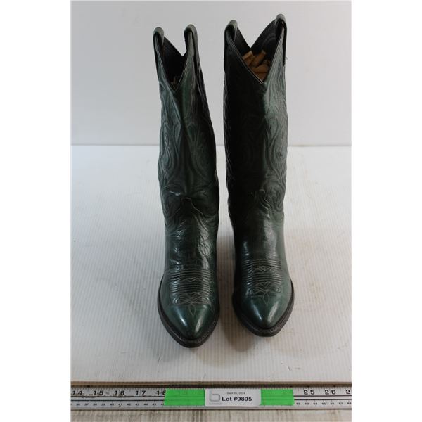 Dan Post Cowboy Green Leather Boots - Size 11''