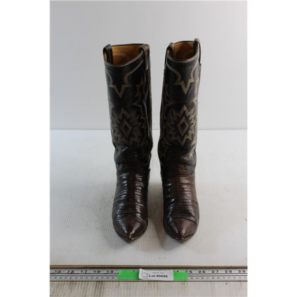 Jony Lama Brown Leather Cowboy Boots - Size 10''