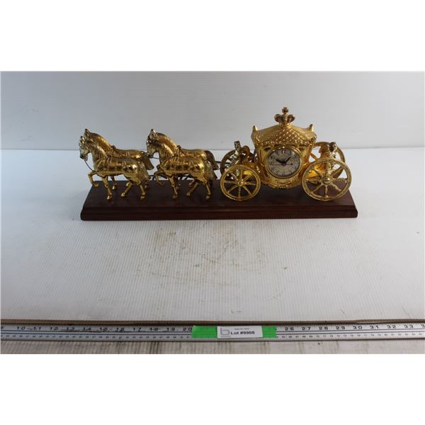 Vintage Brass Four-in-Hand Clock Carriage - Untested