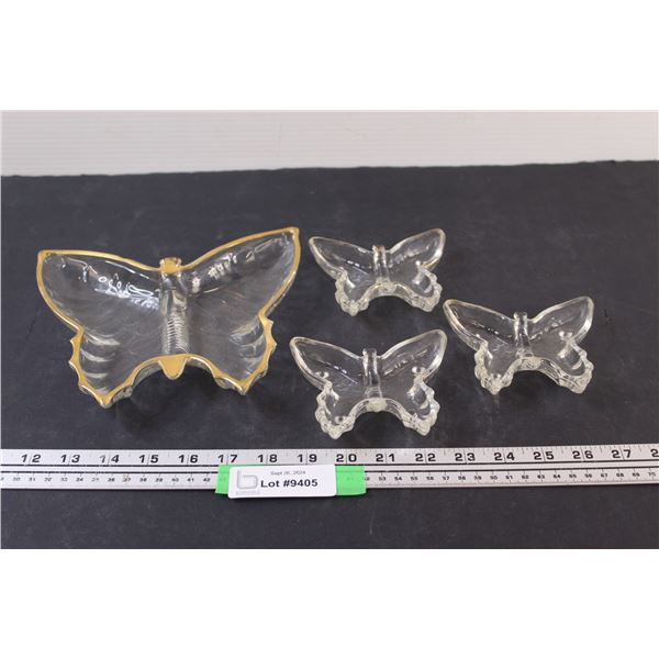 (4) Vintage Butterfly Candy Dishes: (1) 8" x 7.5" (3) 4" x 4.5"
