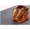 Image 2 : Vintage Brown Drip Glaze Double Headed Horse Pottery Planter - 5" x 5" x 4"