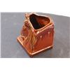 Image 3 : Vintage Brown Drip Glaze Double Headed Horse Pottery Planter - 5" x 5" x 4"
