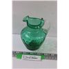 Image 1 : Green Coin Dot Blown Art Glass Pitcher - 4.5" Tall