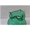 Image 3 : Green Coin Dot Blown Art Glass Pitcher - 4.5" Tall