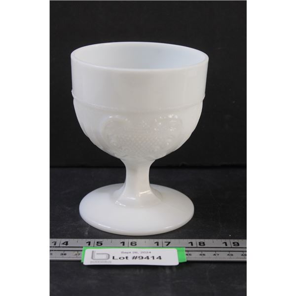 Flint Milk Glass Footed Base Open Sugar Bowl (1870's Era) - 5" x 4"