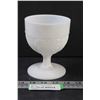 Image 1 : Flint Milk Glass Footed Base Open Sugar Bowl (1870's Era) - 5" x 4"