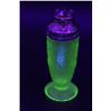 Image 2 : Uranium Green Florentine Depression Glass Salt or Pepper Shaker - 4" Tall