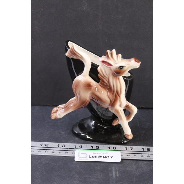 Vintage Ceramic Horse Vase - Hand Painted in Japan - 6" x 5"