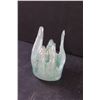 Image 2 : Glass Green Opalescent Bonbonniere Double Headed Swan Figurine - 3.5" x 4"