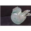 Image 4 : Glass Green Opalescent Bonbonniere Double Headed Swan Figurine - 3.5" x 4"