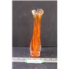 Image 1 : MCM Swung Art Glass Vase - Orange - 9" Tall