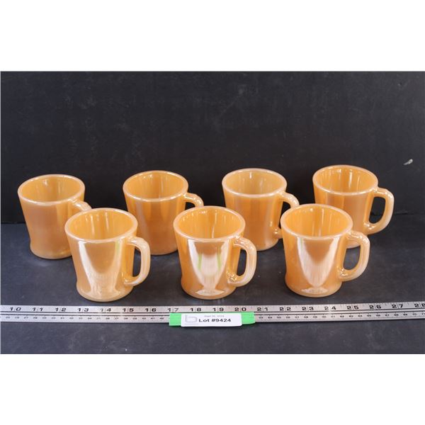 (7) Fire King Peach Lustre Vintage Mugs Set