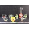 Image 1 : Bartlett Collins Vase (9" Tall) & (3) Miniature Vases (4" Tall) & (4) Cream & Sugar Hand Painted Bow
